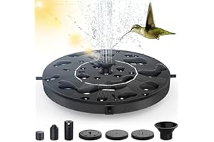 Solar Power Fountain, THEGUS 1W Solar Fountain Pump, Solar Water Fountain Kits with 6 Nozzles, Free Standing Floating Solar Fountain for Bird Bath, Fish Tank, Pool, Patio and Garden Decoration
