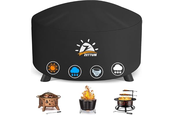 Zettum Housse de protection pour brasero exterieur de 70 cm, Couverture Ronde imperméable pour brasero, Bâche de brasero, Tissu Oxford 600D, revêtement PU, Robuste et étanche, diamètre: 71 x 40 cm