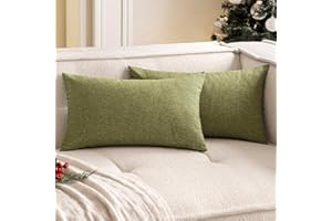 Woaboy Lot de 2 Housse de Coussin Imperméables Taies d'oreiller en Lin Extérieur Canapé Housse de Coussin de Jardin Décoratif pour Salon Chambre 2 Pièces Vert Foncé 30x50cm