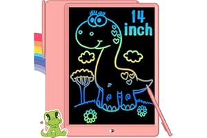 ‎RICHGV Richgv Bunte LCD Schreibtafel, 14 Zoll LCD Writing Tablet Kinder Zeichenbrett LCD-Bildschirm-Schreibtafel Doodle Board Digital Drawing Tablet Zaubertafel Maltablett fur Kinder Spielzeug(Rosa)