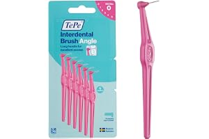 TePe Angle Vinklad Mellanrumsborste, Rosa, 0.4mm/ISO 0, 6-pack | Kartongförpackning, Ta bort plack där en tandborste inte når, Effektiv för bakre tänder, för Små mellanrum