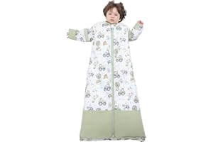 Chilsuessy Gigoteuse pour Bébé Mixte, Turbulette Fille Garçon Tog 2.5 Hiver à Manches Longues Amovibles, 2.5 Tog/La Ferme heureuse, XL(150cm)/taille bébé 120-150 cm