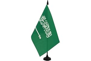 AZ FLAG Bandiera Da Tavolo Arabia Saudita 21x14 cm - Piccola Bandierina Saudita 14 x 21 cm