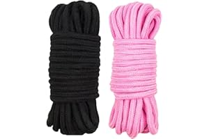 PEAPIN 2 Pack Soft Cotton Rope, 10 M/33 Feet 8 MM Thick Rope Cord, All Purpose Garden String for DIY Craft, Hanging, Bundling & Tying, Durable Twisted Cotton Ropes (Black + Pink)