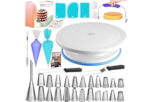 RFAQK 64 Pcs Kit Patisserie inclure Plateau Tournant Gateaux, 24 Douille Patisserie, Coupe Gateau, 2 Spatule Patisserie et autre accessoires de gateau