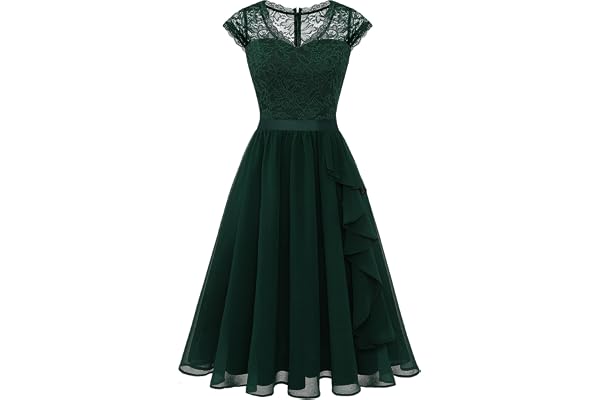 Wedtrend Robe de cocktail à manches courtes pour femme - Style rétro années 1950 - Rockabilly swing, Bleu marine