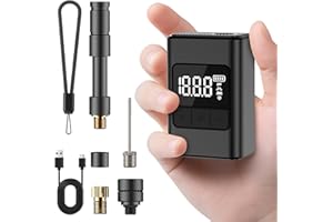 Edteanu Pompa Elettrica per Bicicletta con Valvola Presta e Schrader, Mini Compressore Portatile Moto, 120 PSI Pompa Elettrica con Manometro Digitale, per Bici da Strada, Mountain Bike, City Bike