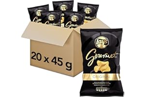 PEPSICO LAY'S Lay's Gourmet - Patatas Fritas con Sabor Original, Pack de 20 Bolsas de Patatillas Deliciosas e Irresistibles, Snack y Aperitivo, Total: 20 x 45g = 900 g