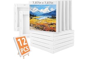 JMIATRY 12 Piezas Lienzos 20x20CM, Lienzos Para Pintar, Lienzos Preestirados, Lienzos Para Pintar Pintura Al Óleo, Acrílica, Artistas, Principiantes