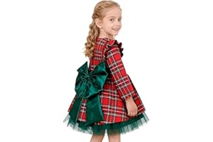 TBAMTBW Vestido Niña Navidad Ropa Navidad Bebe Niña Tartán Conjunto Bebe Navideño Cuadros Vestido Fiesta Niñas Vestidos Niñas Navidads Traje Navidads Nina de 6 Meses a 7 Años