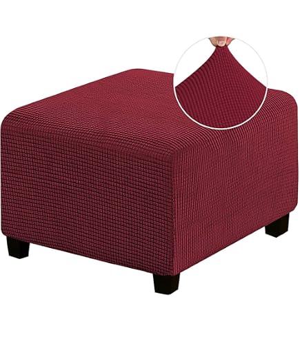 Fodera Elasticizzata Per Pouf E Ottomano – 85% Poliestere 15% Spandex, Lavabile, Vino Rosso, Adatta A Dimensioni Variabili