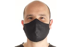 MAMAJEANS Set da 3 Mascherine Made in Italy. Esterno in TNT Idrorepellente e Traspirante. Cotone sulla Pelle. Lavabili e Riutilizzabili Taglie Slim e Large - Unisex (Large (Elastico Orecchie) Nero)