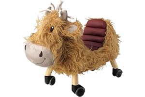 Little Bird Told Me - Hubert Highland Cow Award Winning Ride On Toy for Toddler 12+ Months Unisex - Soft Animal Toy on Wheels, Sturdy Wooden Frame, Wipe Clean Supportive Seat, British Brand Since 2007