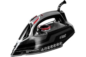 Russell Hobbs Steam Iron [3100W, 210 g/min extra steam boost, 70 g/min steam] Power Steam (350ml, ceramic soleplate, self-cleaning & spray water function, anti-limescale, drip stop) 20630
