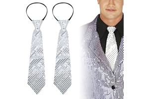 UILYNIU 2 Pièces Cravate à Paillettes pour Homme, Cravate avec Élastique Brillante, Accessoires à Paillettes pour Adulte, Accessoire de Soirée pour Fête Banquet Mariage Deguisement Disco Carnaval