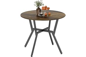 HOMCOM Dining Table, Round Kitchen Table with Black Legs, Anti-slip Foot Pads for Living Room, Dining Room, 90 x 76 cm, Rustic Brown