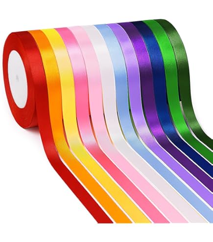 Homshsjhkis 12 Pcs Ruban Satin, 1 Cm X 25 M Ruban Cadeau, 12