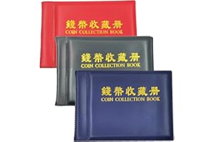 FAYEMINT 3 Pezzi Raccoglitore per Collezione di Monete, Album Moneta Portamonete, Album Portamonete 180 Tasche, per Monete e Piccole Collezioni di Badge（Rosso, Blu, Nero）