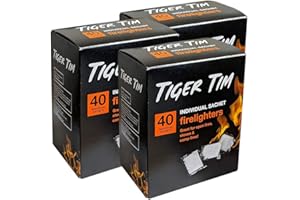 Tiger Tim Firelighters X3 tubs 120 Sachets in Total Great for Stoves and BBQs