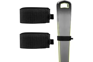 RIVIEVAL 2Pcs Ski Tie Straps - Adjustable Ski Carry Bands with Non-Slip Protective Pads | for Ski/Snowboard/Pole Transport | EVA Padding & Extra-Length Design (Black)