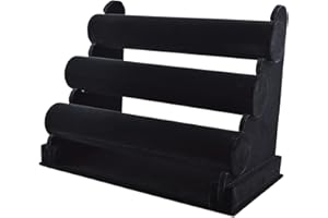 V-VAPE 3 Tier Black Velvet Bangle Watch Bracelets Jewellery Display Stand