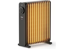 PELONIS - Radiador de aceite de 13 elementos, 2500 W, calefacción eléctrica, termostato ajustable, radiador de aceite ahorro de energía, 3 niveles de calor, características de seguridad integradas