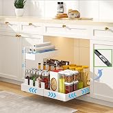 YunNasi 2 Tier Removable Kitchen Under Sink Organizer, White | Spice Racks for Kitchen, Kitchen Organizer, Removable Drawer f