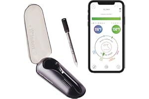 MASTRAD – Meat°it + – Sonde de Cuisson 100% Sans Fil – Thermomètre à Viande Connecté – Four, Barbecue, Poêle – Contrôle Température – Longue Portée – Bluetooth – Noir
