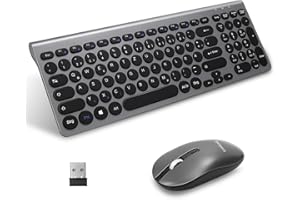 LeadsaiL, kabelloses Tastatur-Maus-Set, ergonomische Maus und Tastatur, kabellose PC-Tastatur und Maus, deutsches QWERTZ-Layout, leise Tastatur- und Maustasten, MacOS PC, Laptop, Grau