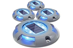 Siedinlar Pont Solaire Allume L'allée Lampe Solaire Exterieur LED Lumière Imperméables pour Jardin Dock Voie Cour 4 Pack (Bleu)