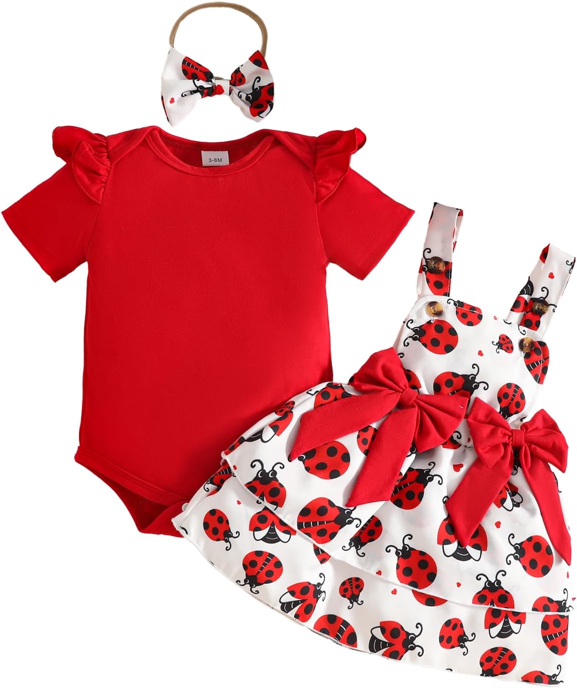UUAISSO Conjuntos Falda Para Niña Recién Nacida Blusa de Manga Corta y Falda con Tirantes y Lazo Ropa de Verano Para Niña Bebé
