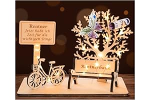 I LOVE MOM Ruhestand Geschenk Rente Geldgeschenk Rentner Holz, Fahrrad Renteneintritt Geschenk, DIY Dreidimensionale Bäume Sitzbank Deko Zahlen für Geschenke, Partys, Jubiläum (Ruhestand)