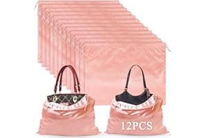 BILIPLE Schuhtasche Kordelzugbeutel, 12 Stück Aufbewahrungsbeutel Aufbewahrungstasche aus Seide Handtaschen-Organizer Kordeltasche für Handtasche Geldbörse Taschenbücher Schuhe Stiefel (Rosa, 50 x 40cm)
