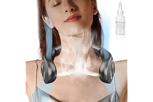 DDKJ Nackenventilator mit Wasserkühlung, Faltbarer Halsventilatoren mit Sprühnebel, 4000mAh Hals Ventilator Sprühnebel, Tragbarer Ventilator zum Umhängen, Rotorloser Neck Cooler Rechargeable Schwarz