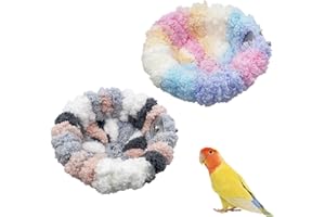 Bekecidi 2 Stück Vogelhängematte, Korallenvlies, Vogelbett, Tragbares Plüschpapageiennest, Warmes, Weiches, Gemütliches Vogelbett für Sittiche, Kanarienvögel, Wellensittiche, Kleine Haustiere