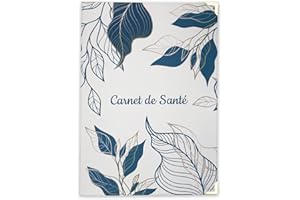 Nemau - Protège Carnet de Santé Enfant et Adulte – Housse Souple Lavable – Étui de Protection Durable pour Carnet Médical – Idée Cadeau Naissance ou Famille - Modèle Feuille Dorée et Bleu Canard