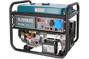 K&S KÖNNER&SÖHNEN Generador de gasolina KS 10000E ATS con sistema ATS incorporado de una potencia máxima 8000 W, arranque manual/eléctrico/automático, 1x16A, 1x32A (230V), motor original EURO 5