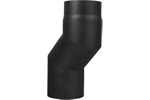 LANZZAS - Coude à décalage pour tuyau de poêle 80 mm, diamètre nominal 150 mm, couleur : noir métallisé.