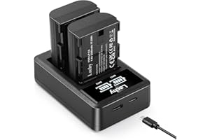 Lachy 2-Pack LP-E6 Batería 2300mAh Cargador Dual para Canon EOS R EOS R5 EOS R6 EOS R7 EOS 90D EOS 60D EOS 70D EOS 80D EOS 5D IV EOS 6D II EOS 7D EOS 7D Mark II Cámaras