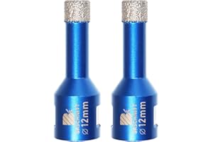 Wiertło diamentowe 12mm, BRSCHNITT 2 szt. M14 lutowane próżniowo diamentowe wiertło rdzeniowe Otwornica do płytek kamionkowych kamionkowych Ceramiczne marmurowe wiercenie granitowe, odpowiednie do szlifierek kątowych