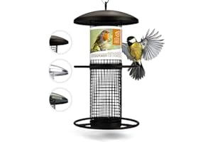 ‎WILDTIER HERZ wildtier herz I Vogelfutterspender 26cm - Erdnussfutterspender aus rostfreiem Metall, Vogel Futterstation, Futtersäule, Nüsse Erdnüsse, Wildvögel Futtersilo, Schwarz