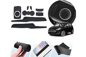 ZCLINKO F*ord Fiesta MK7 2008-2012 - Tappetini antiscivolo in gomma per console centrale, bracciolo, supporto portabicchieri, antiscivolo, accessorio per interni dell'auto, 9 pezzi (nero)