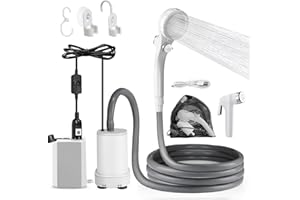 ‎AUTOPKIO AUTOPkio Campingdusche mit Akku, 12V 24V Tragbare Outdoor Camp Duschset 4500mAh Wiederaufladbar mit Pumpe für Wohnmobil, Reisen, Autowaschen