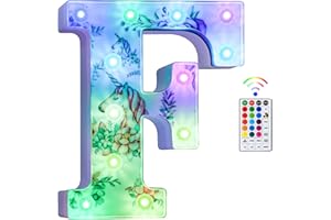 Tosakey Light Up Letters, LED Letter Lights Sign 18 Color Changing 26 Alphabet Sign Unicorn Gifts for Girls Women Birthday Christmas Lamp Bedroom Home Decoration-(F)