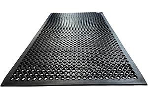ED LINEN EDL Heavy Duty Rubber Floor Mat Extra Large Commercial Entrance Mat with Drainage Holes Non Slip Anti Fatigue Outdoor Mat for Industrial Use in Garage Kitchen Restaurant (150 x 90 CM)