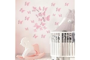 36 Pcs Cute Pink Butterfly Wall Decor, 3D Butterfly Wall Stickers, Cute Girls Room Decorations, Danish Pastel Aesthetic Butterflies Stickers for Birthday Rooms Party Decors, Removable, Three Sizes