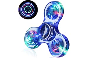 SCIONE Crystal LED Light Fidget Spinner for Kids,LED Light up Fidget Spinner for Toddlers,Glow in The Dark Party Supplies Stress Relief Gifts for Children Adults（Crystal-Blue）
