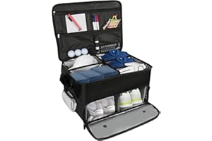 RILIME 2-lagiger Golfkoffer-Organizer, wasserdichte Auto-Golf-Schuhtaschen Schließfach mit separatem belüftetem Fach für 2 Paar Schuhe, Golfschuhbeutel für Bälle, Tees, Kleidung, Handschuhe, Schwarz ,