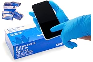 IKHAI Guantes de Nitrilo desechables talla M - Caja de 100uds - Nitrilo Puro - Guantes Limpieza, Cocina, Mecánico Taller, Laboratorio - Sin polvo - Sin látex - Color azul