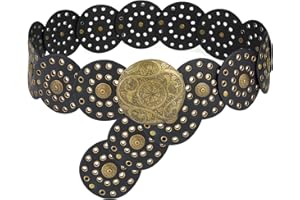 LIMHOO Women's Wide Hollow Disc Belt Boho Western Waist Belt